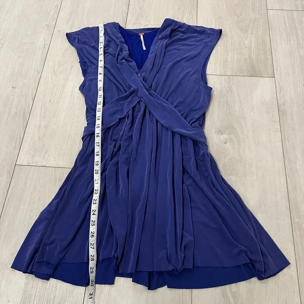 Free People Cupro Mini Dress Women's Small Blue Sleeveless V-Neck size xs